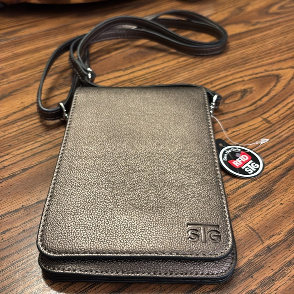 Metallic Brown Phone Crossbody Case with Strap/Wallet
